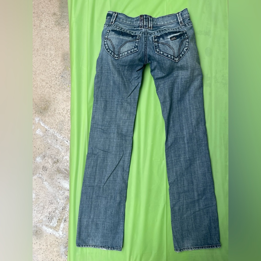 LOW RISE MISS SIXTY YK2 VINTAGE BLUE JEANS ,DISTRESS WITH EMBROILED POCKETS  24 - Picture 5 of 16